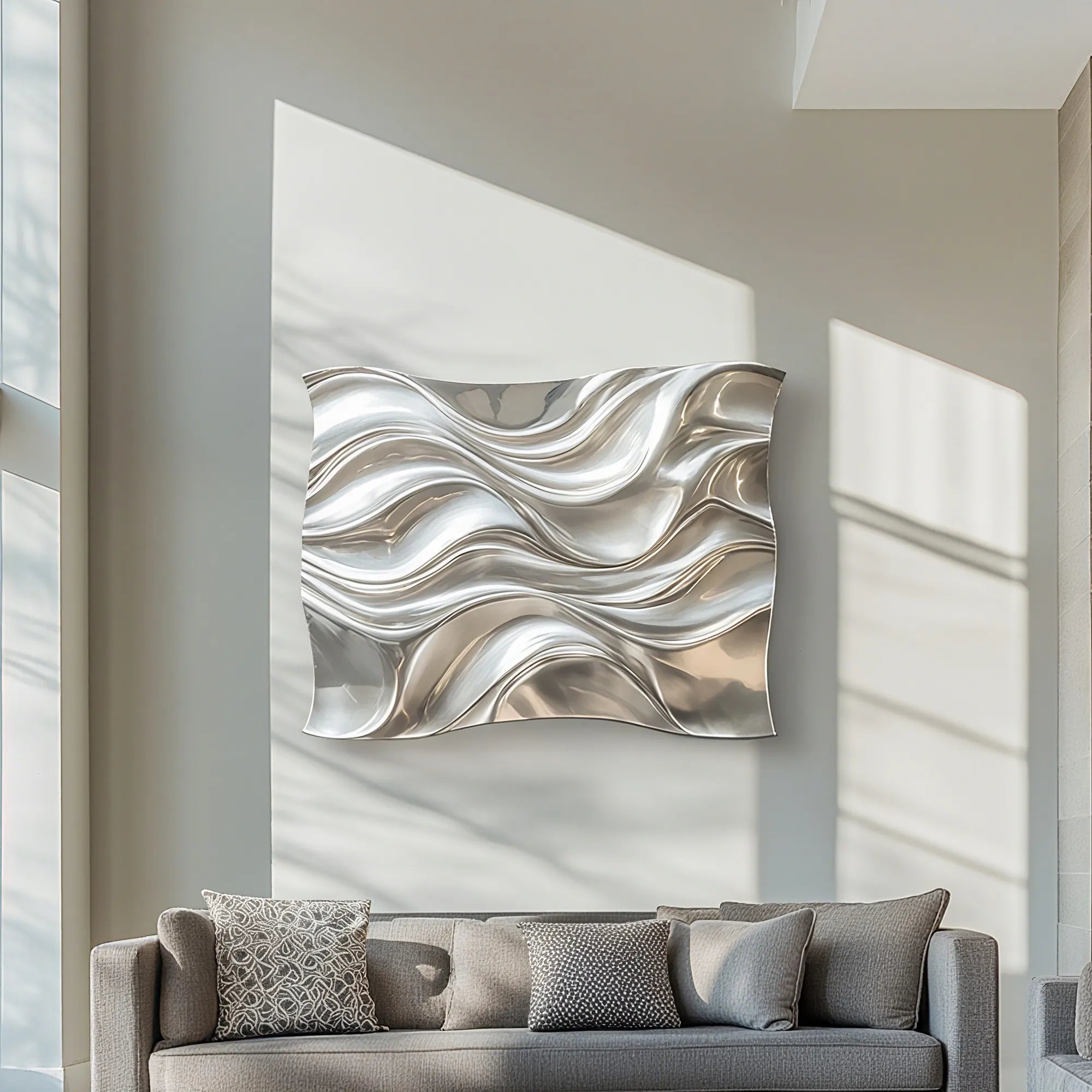 DVS Stainless Steel Wall Sculpture with Dynamic Wave Design for Modern ...