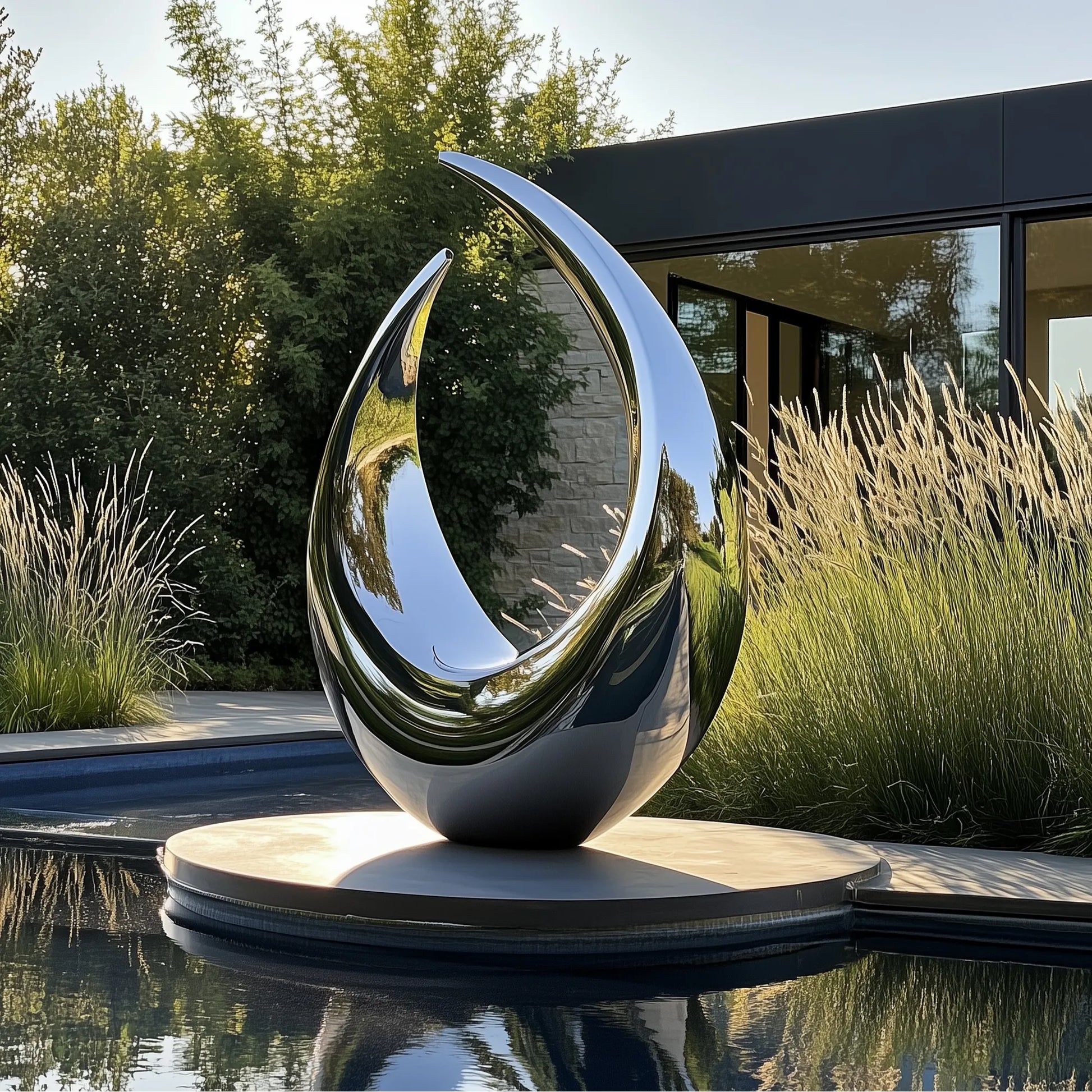 Abstract Stainless Steel Sculpture in Modern Design for Luxury Villas