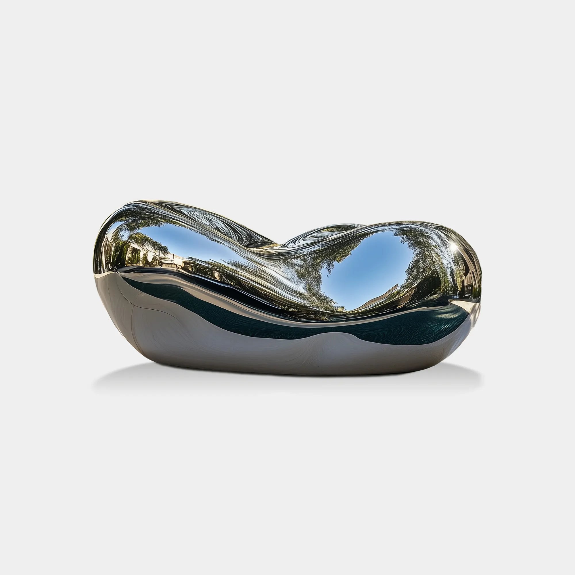 Stainless Steel Sculpture with Organic Flowing Form for Luxury Villas and Poolsides