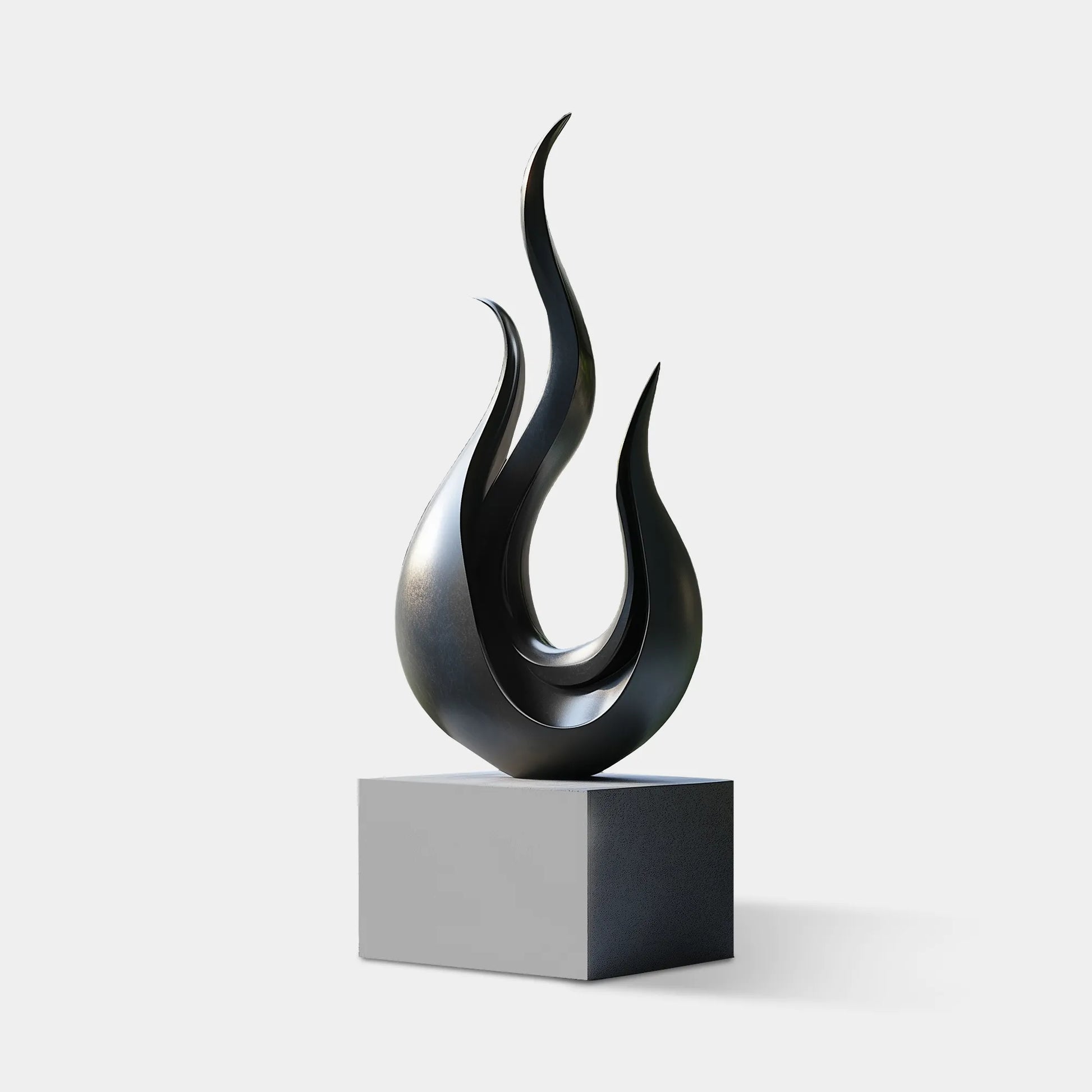 Modern stainless steel abstract flame sculpture with for villas, gardens, plazas, and interiors.