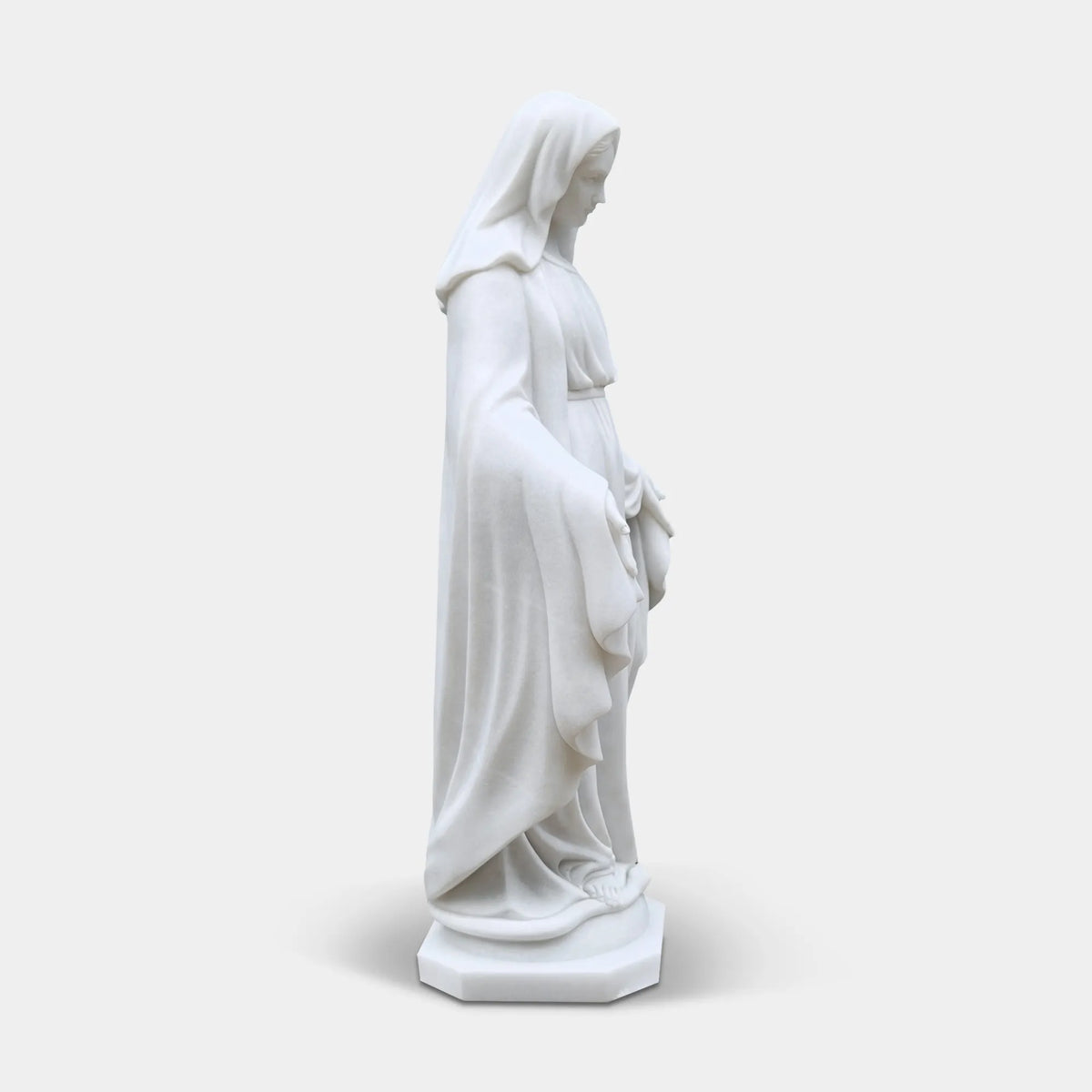 Virgin Mary statue in marble for churches,gardens,or fountains.