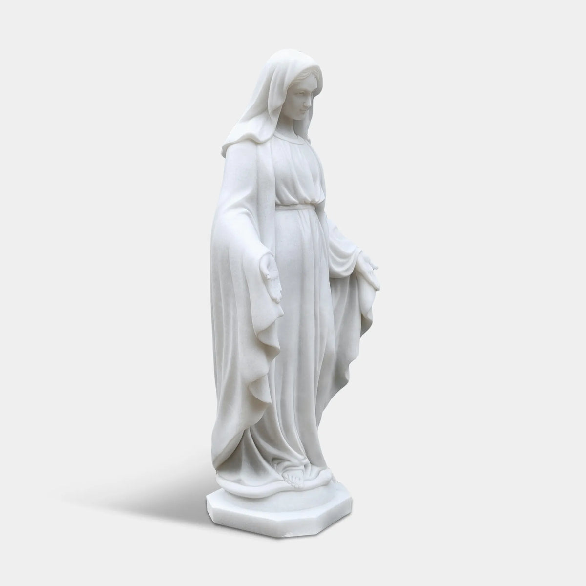 Virgin Mary statue in marble for churches,gardens,or fountains.