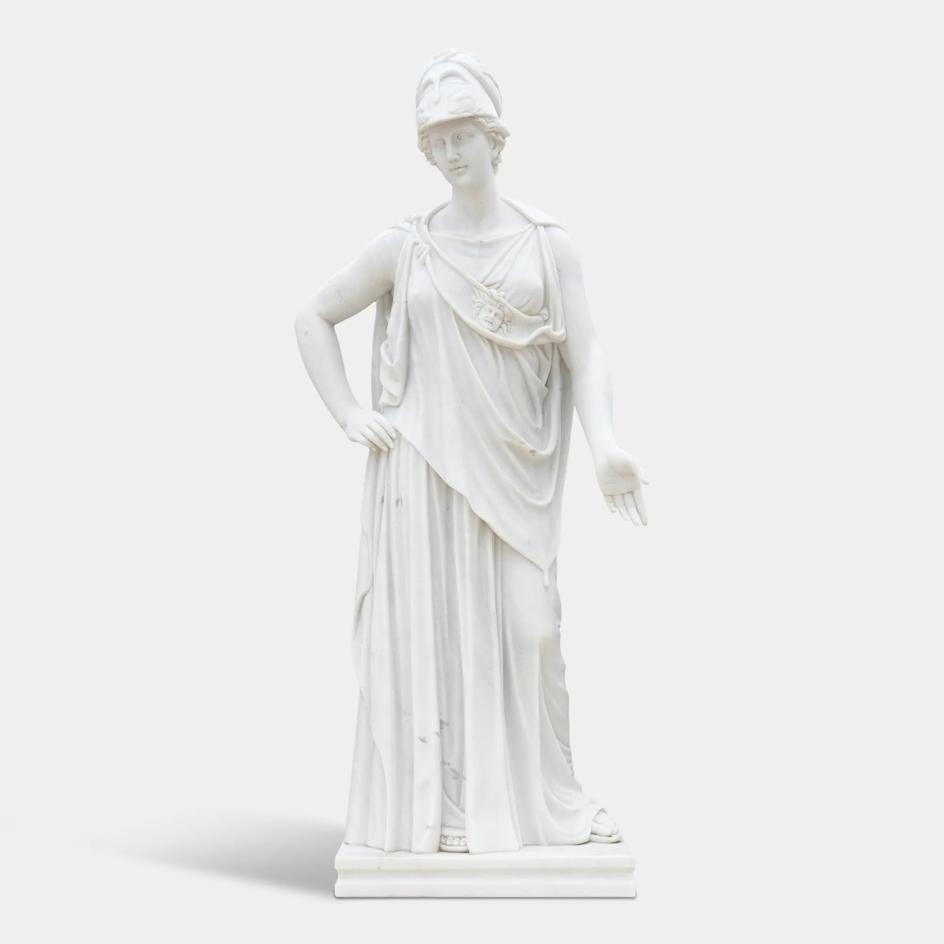 White marble Athena goddess statue in marble for museum gallery hall.