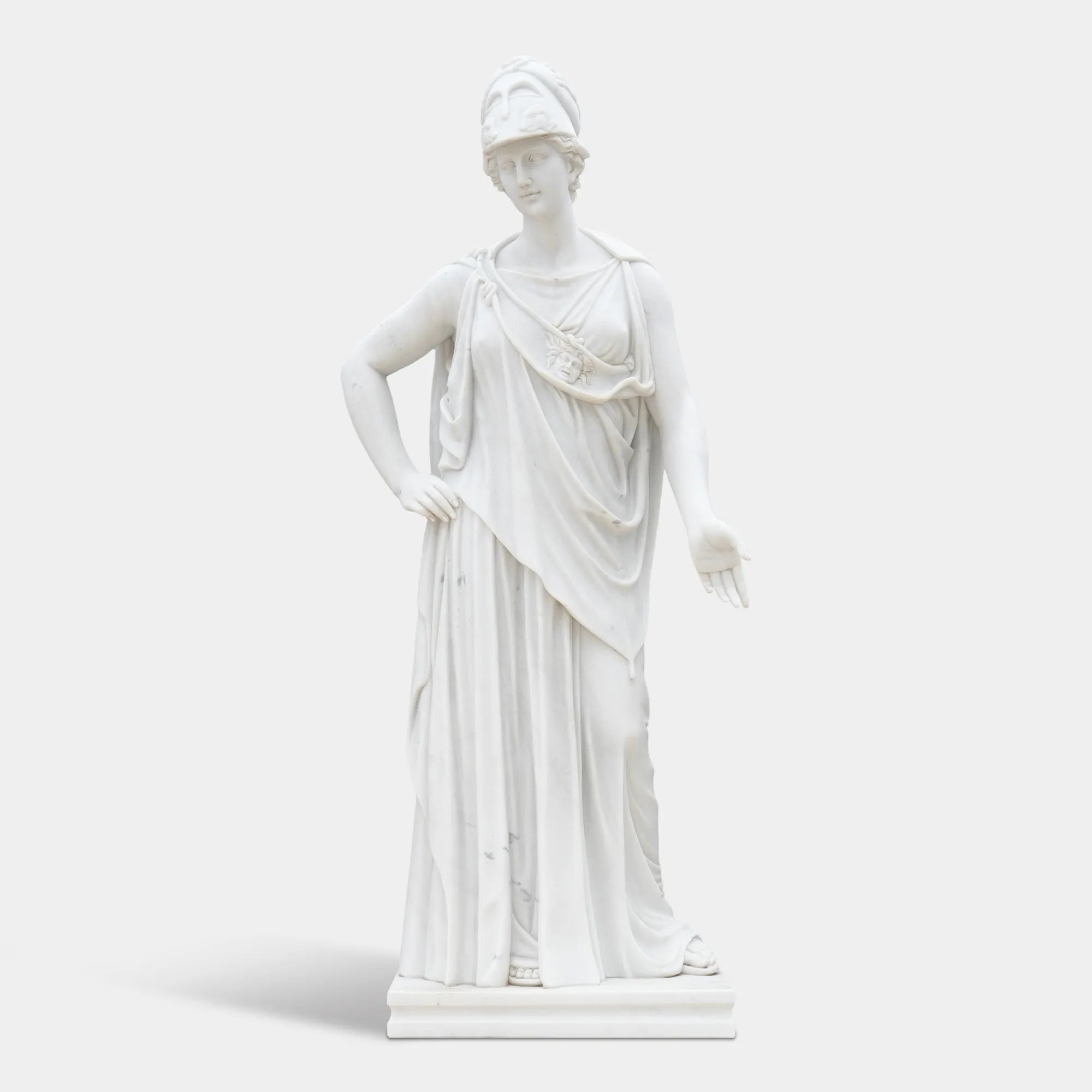 White marble Athena goddess statue in marble for museum gallery hall.