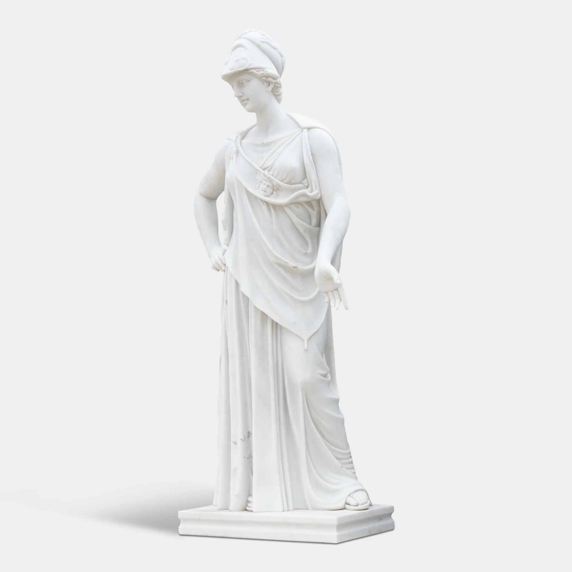 White marble Athena goddess statue in marble for museum gallery hall.