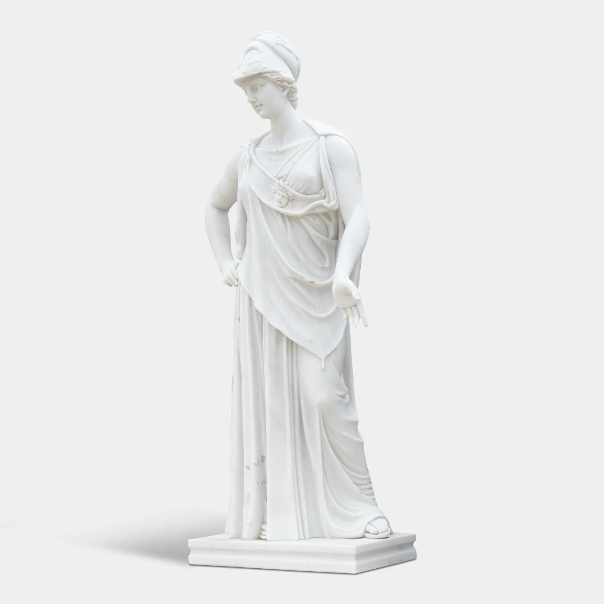 White marble Athena goddess statue in marble for museum gallery hall.