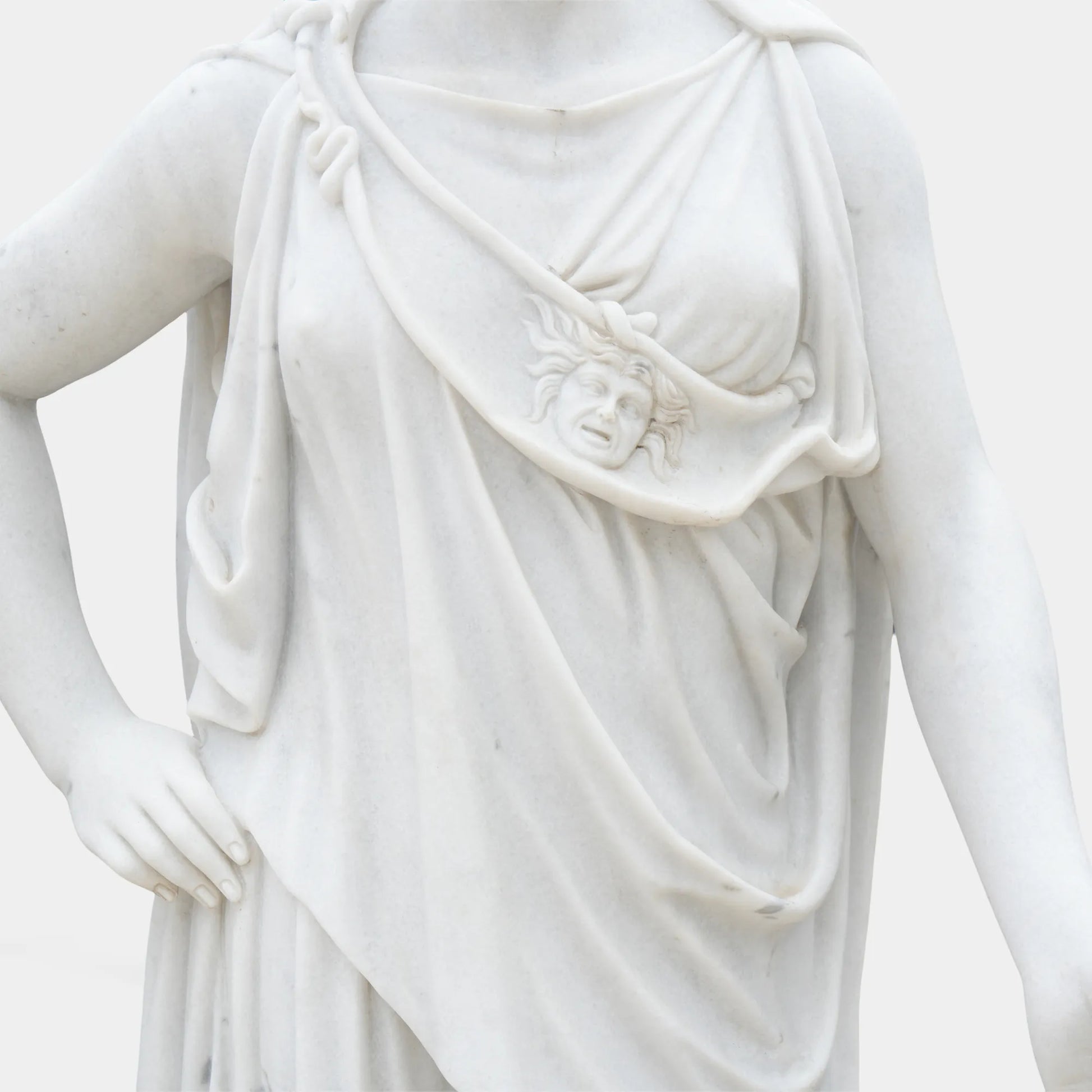 White marble Athena goddess statue in marble for museum gallery hall.