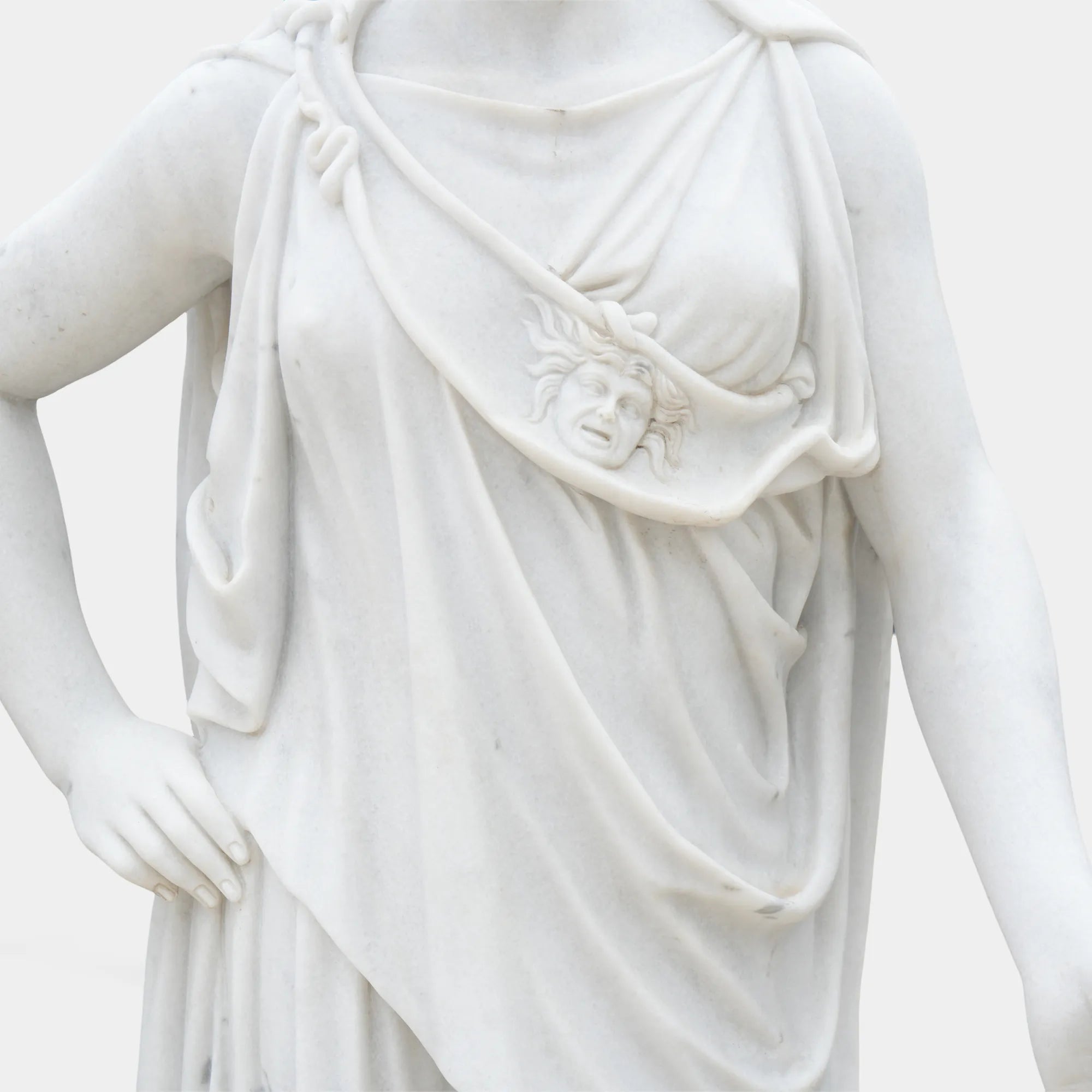 White marble Athena goddess statue in marble for museum gallery hall.