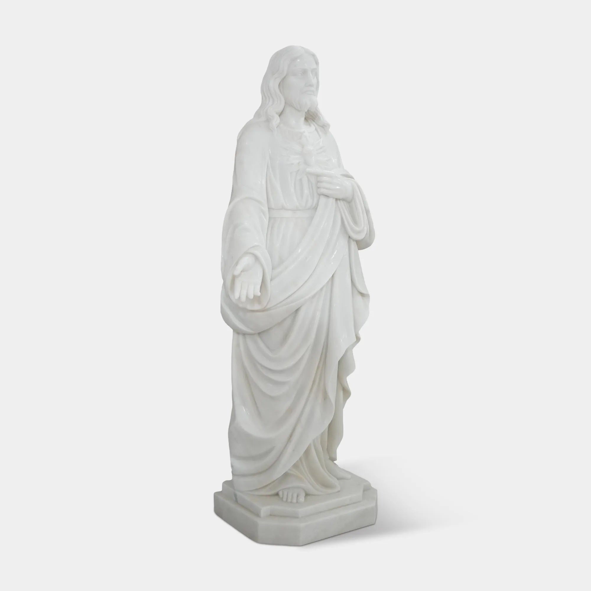 DVS Sacred Heart of Jesus Statue In White Marble for Church, Prayer Room and Memorial Garden DM100