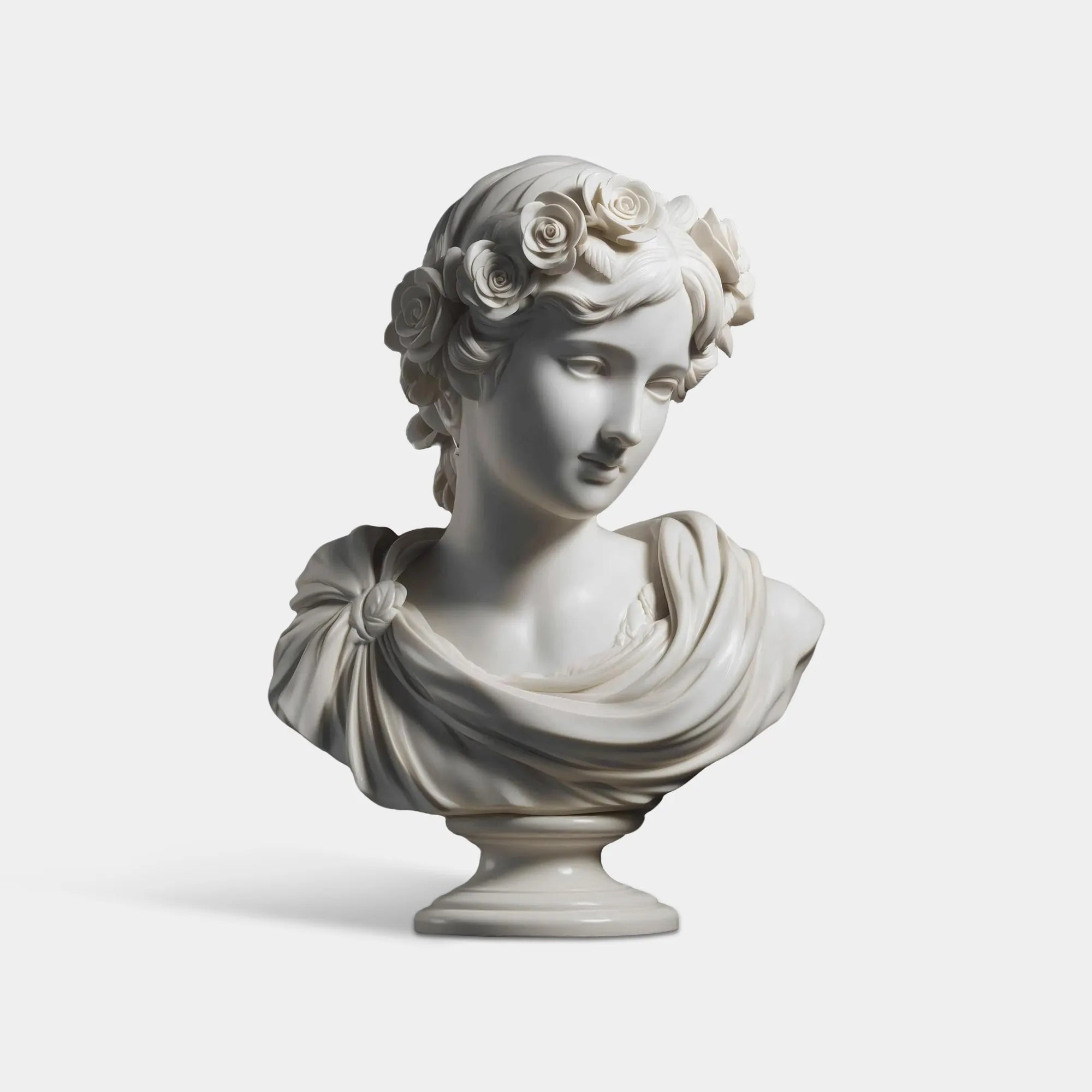 DVS Classic Marble Female Bust Sculpture for Console Table, Bedroom Dresser or Living Room Mantel DM114