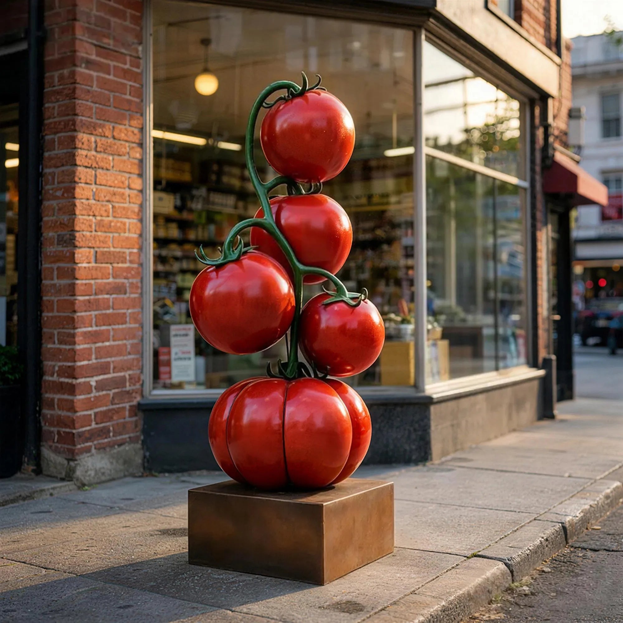 DVS Red Tomato Sculpture in Stainless Steel Sculpture for Walkways, Gardens, Courtyards or Urban Sideways DS112