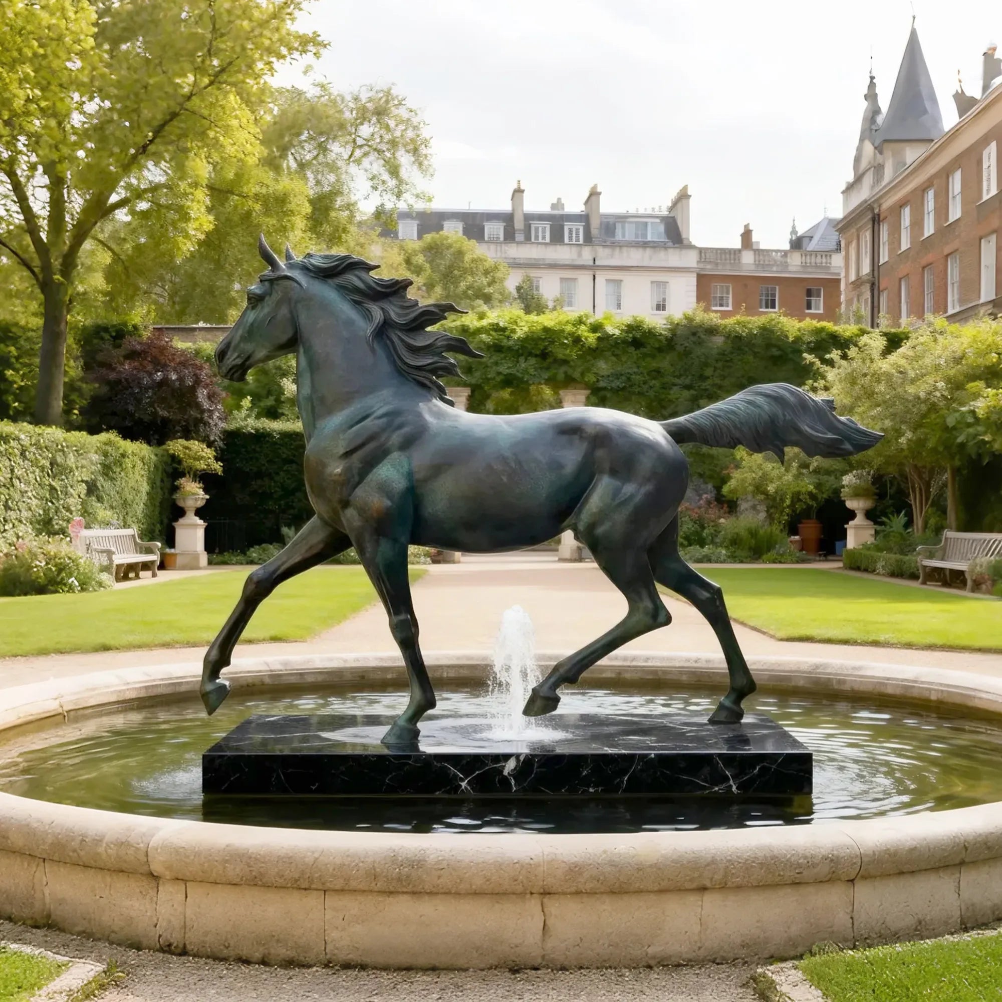 DVS Bronze Horse Sculpture with Graceful Walking Motion for Villas and Gardens DB031