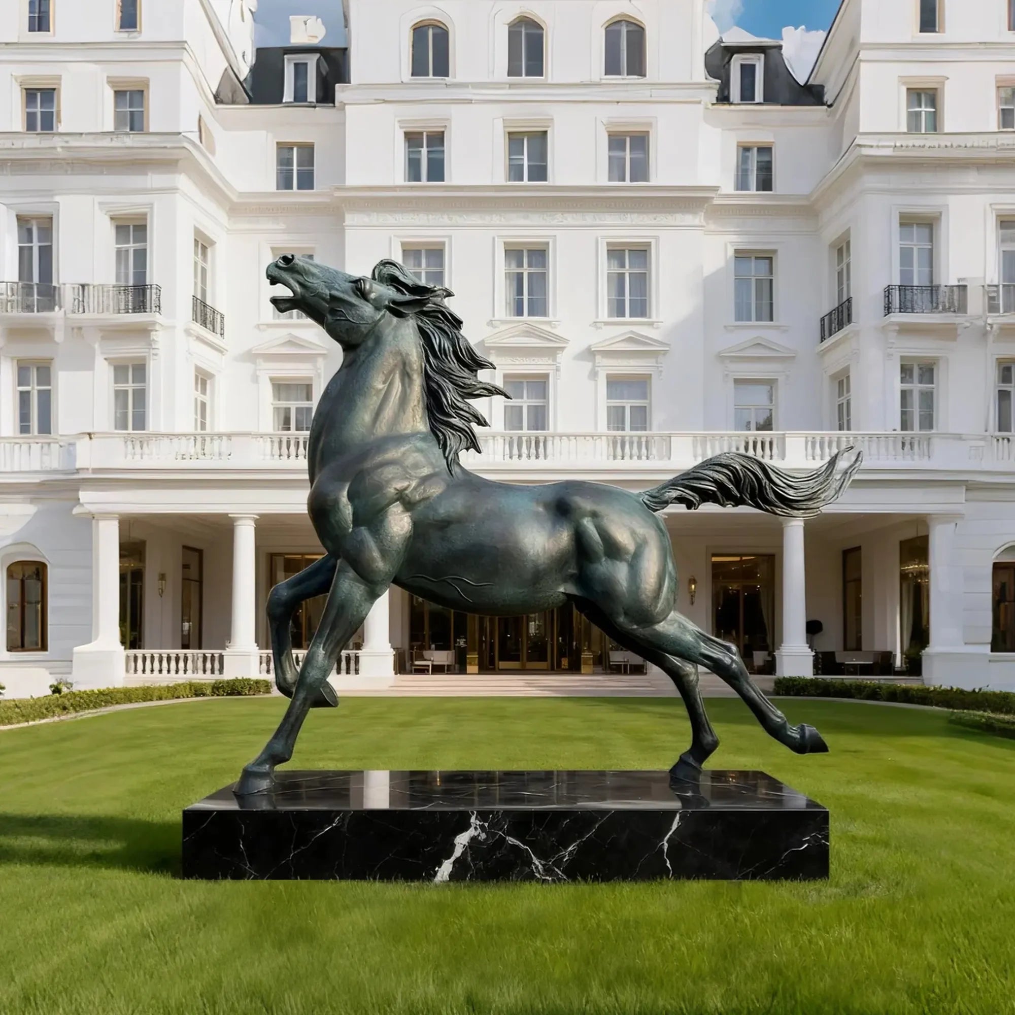 DVS Bronze Sculpture of a Majestic Horse in Charging Motion for Villas and Gardens DB032