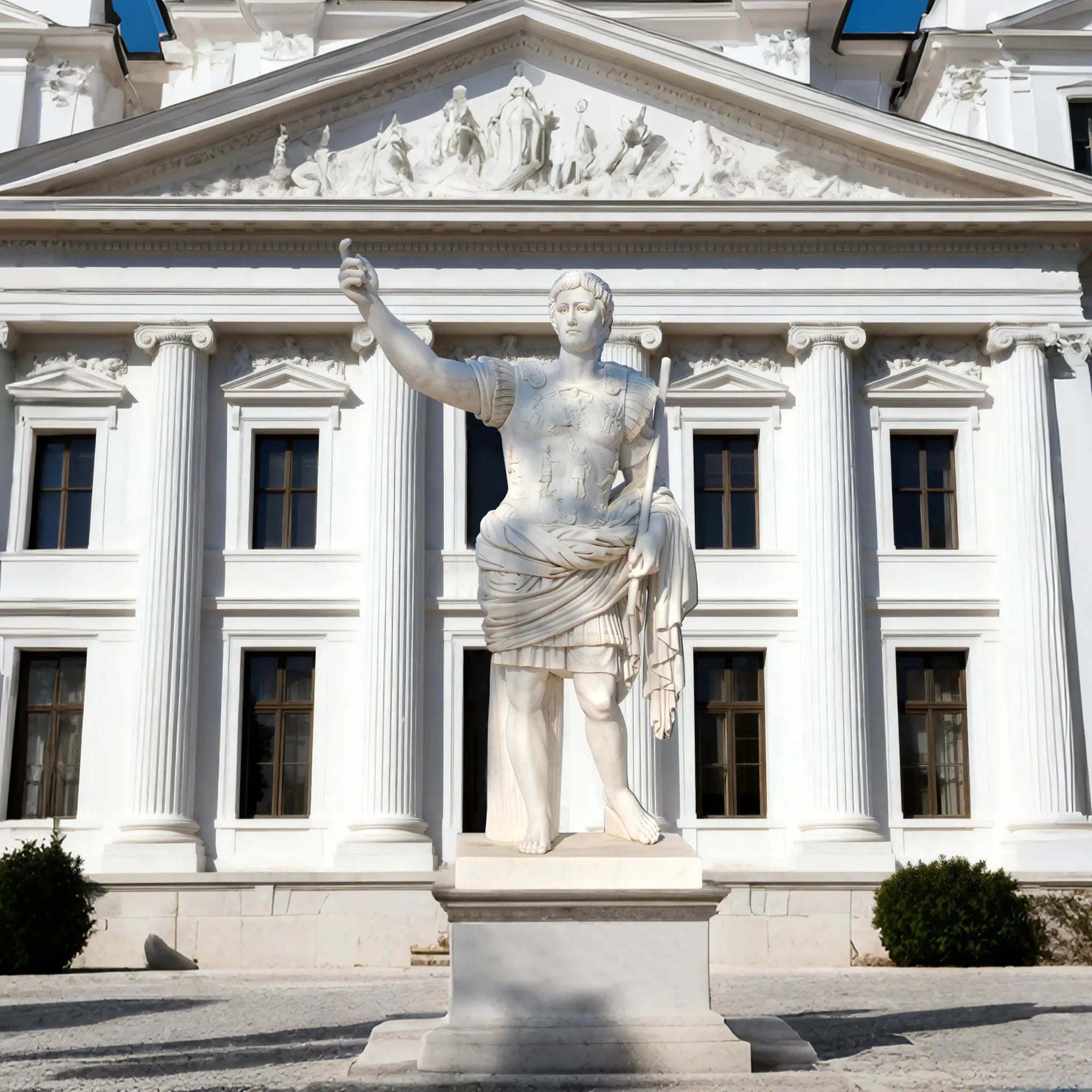 DVS Marble Sculpture of Augustus of Prima Porta in Classical Style for Public Spaces and Gardens DM021