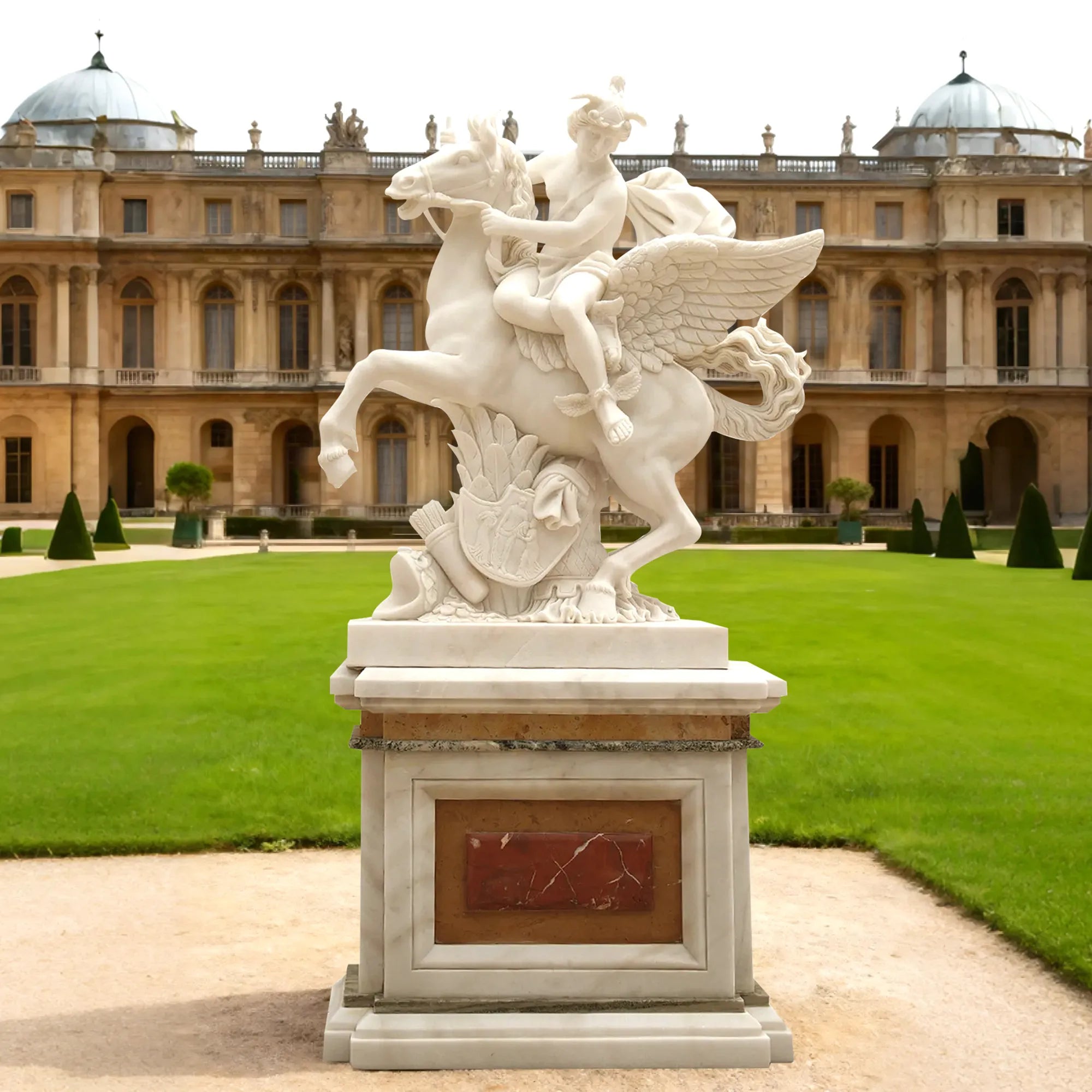 DVS Mercury Riding the Pegasus Marble Sculpture for Art Galleries, Personal Collections & Churches DM001