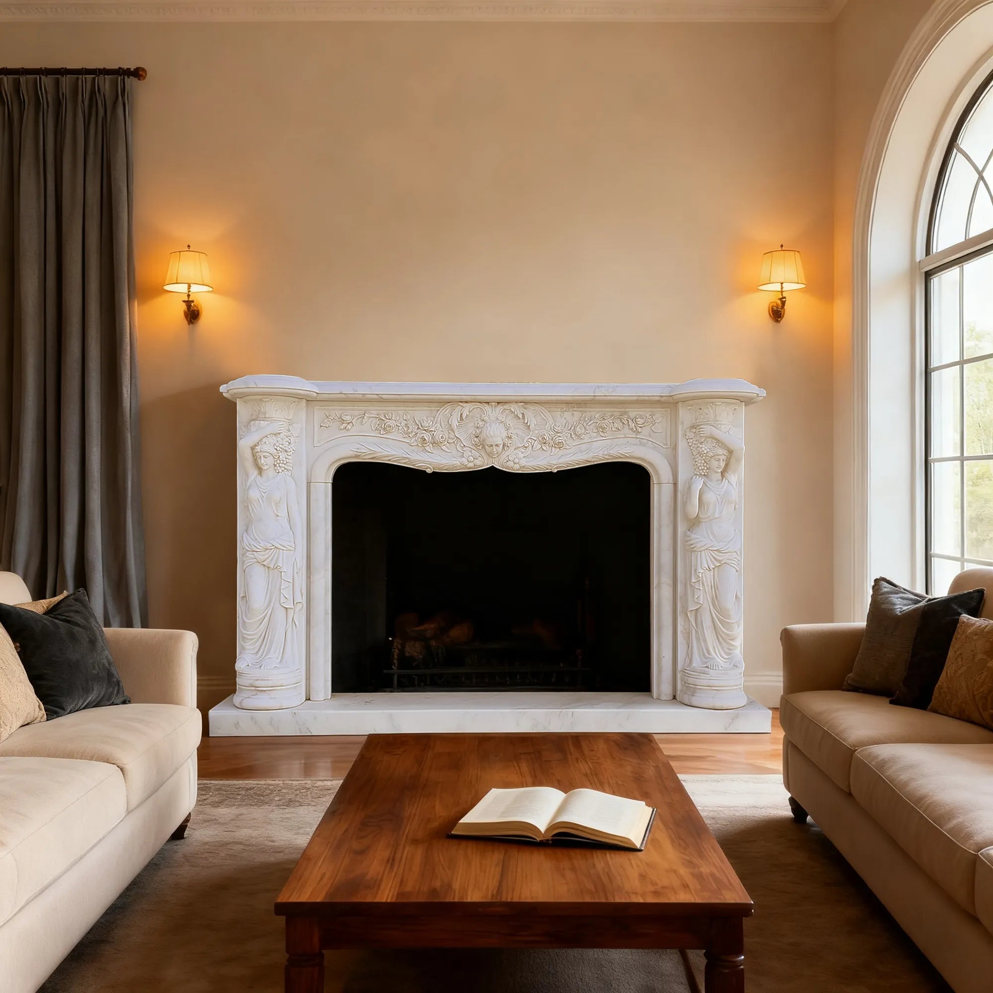 DVS Timeless Classical Mantelpiece in White Marble for Luxurious Interiors DM013