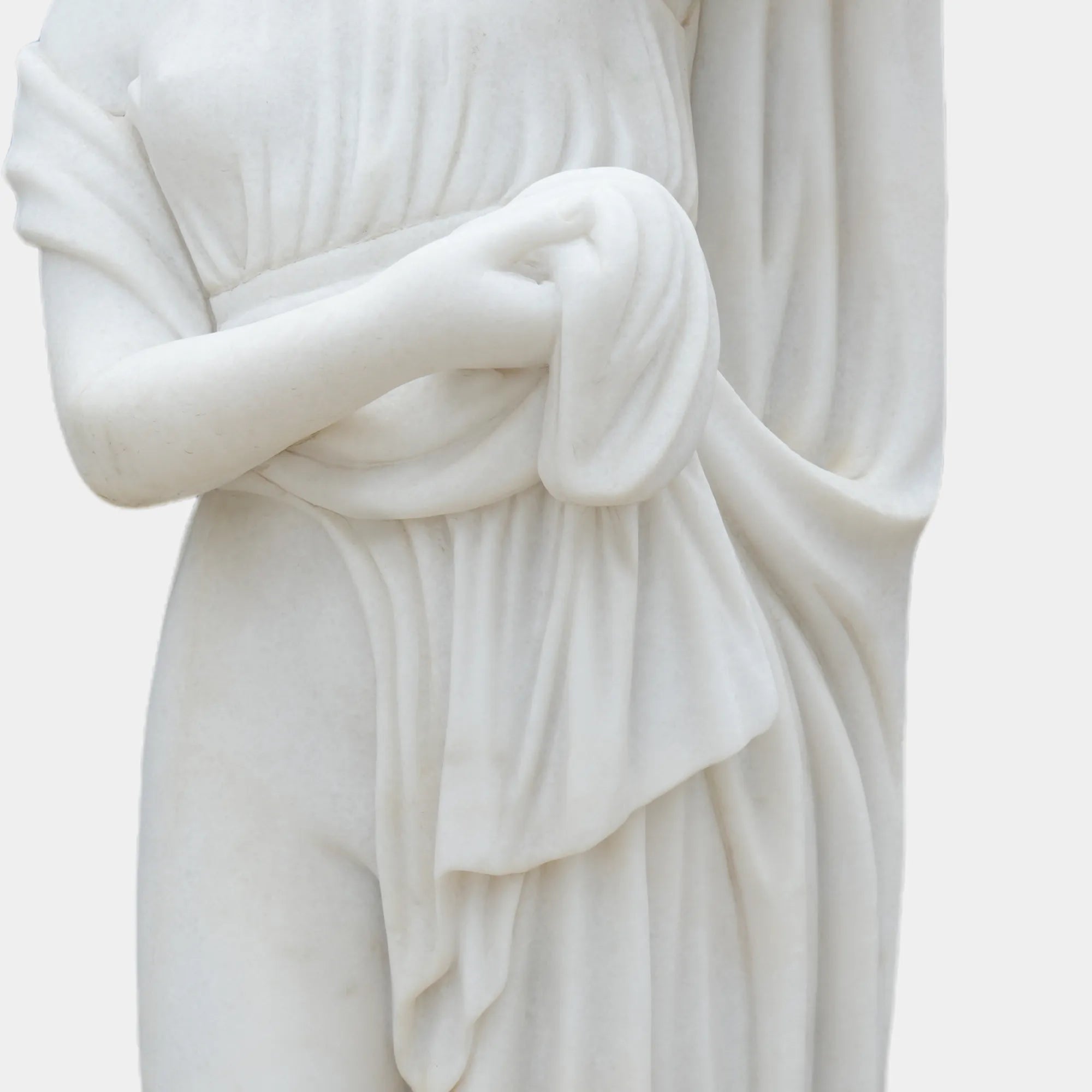 DVS Elegant Woman Marble Statue in Long Dress for Garden Pathways, Patio Corners, and Flower Beds DM078